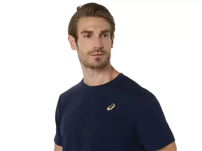 ASICS T-SHIRT MIT SPIRALE-STICKEREI ASICS T-SHIRT MIT SPIRALE-STICKEREI