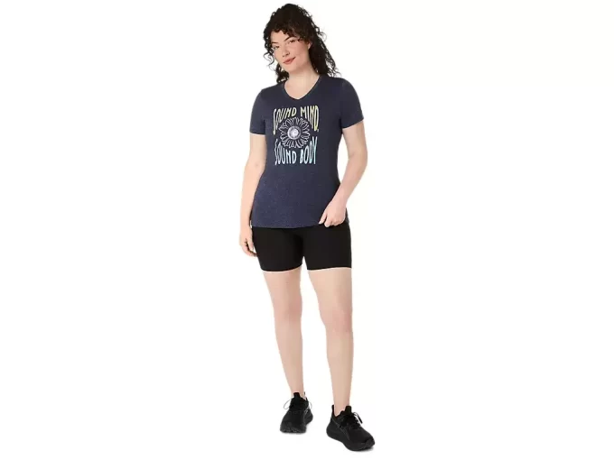 V-Ausschnitt mit Sonnenblumen-Slogan für Damen