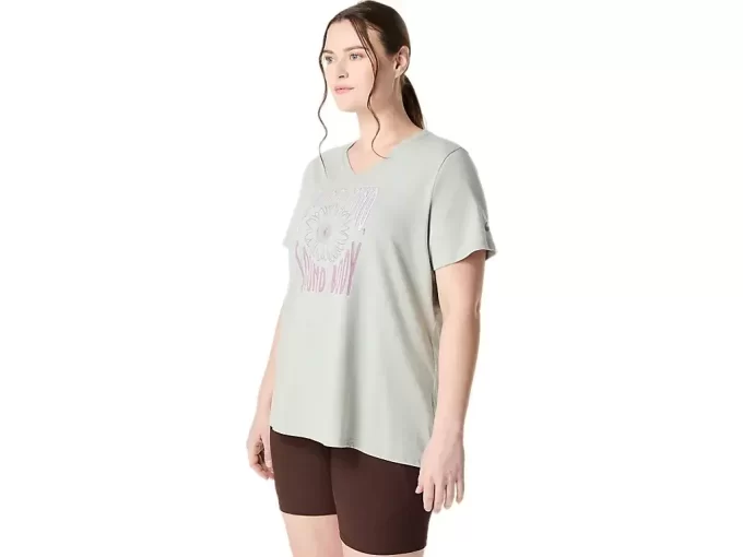 V-Ausschnitt mit Sonnenblumen-Slogan für Damen