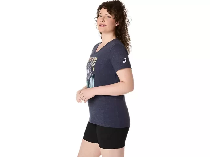 V-Ausschnitt mit Sonnenblumen-Slogan für Damen
