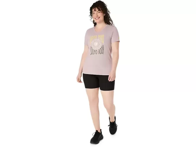 V-Ausschnitt mit Sonnenblumen-Slogan für Damen
